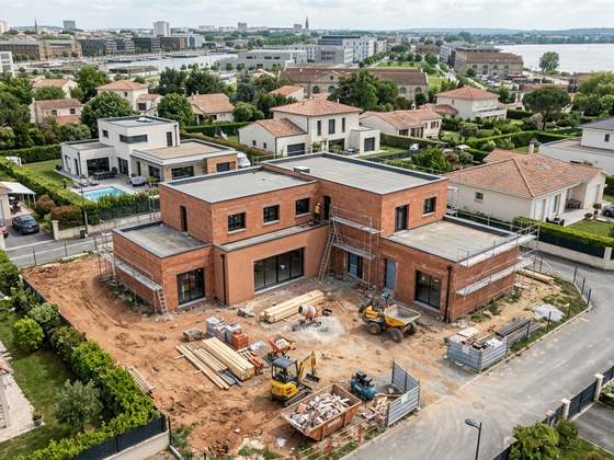Construction d’un bâtiment contemporain dans un quartier résidentiel